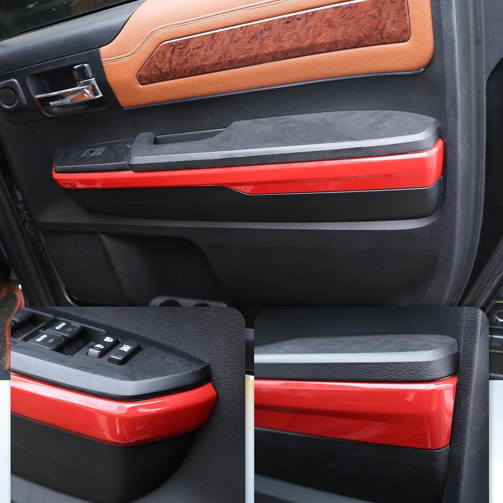 LLKUANG Car Inner Door Armrest Panel Decoration Strip Trim Compatible with Toyota Tundra 2014-2020 Pickup Car Door Protective Panel Cover