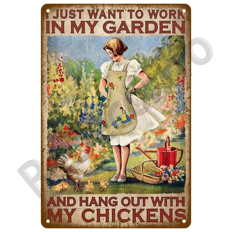 Outdoor Indoor Home Wall Decorative Plaque Plates Farm Birds Retro Tin Sign Gardening Metal Sign Vintage Metal Sign For Garden