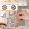 8PCS Diamond Art Painting Coasters with Holder Set, DIY Drink Coasters Art Crafts Supplies for Cup Mat Home Decor  3.9inch