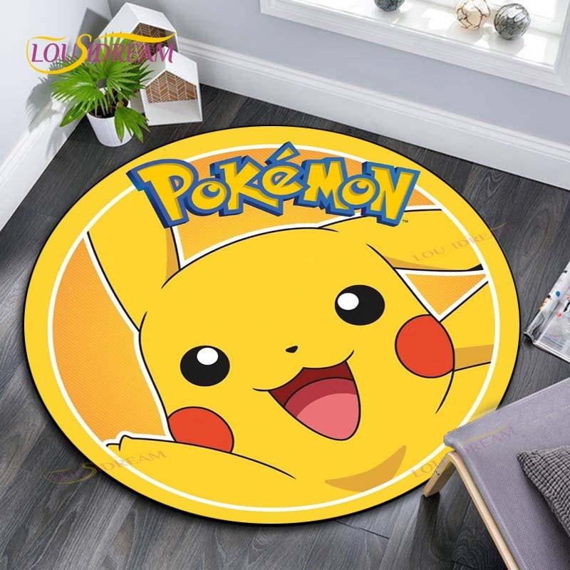 Круглый детский ковер с рисунком Покемона, Пикачу, с рисунком животного Покемона, детский фланелевый ковер, детский ковер с ручным принтом 60cm