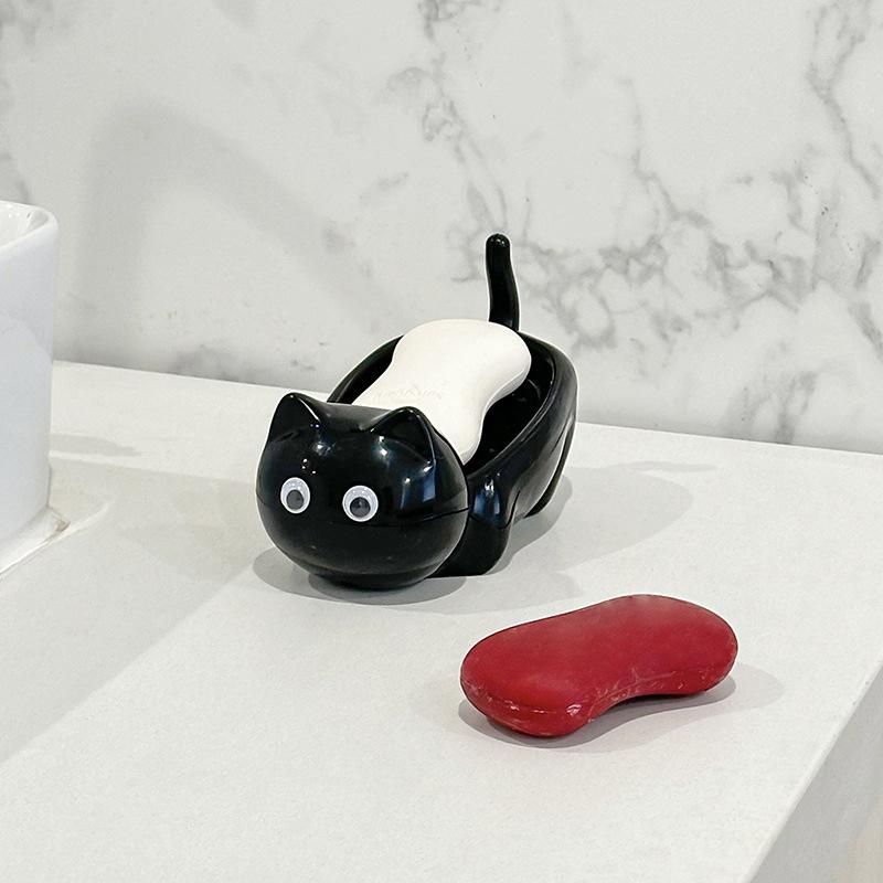 Cartoon Cute Cat Bathroom Soap Box Creative Cat Soap Box Drainage Toilet Rack Cute Soap Fat Rack Bathroom Decoration