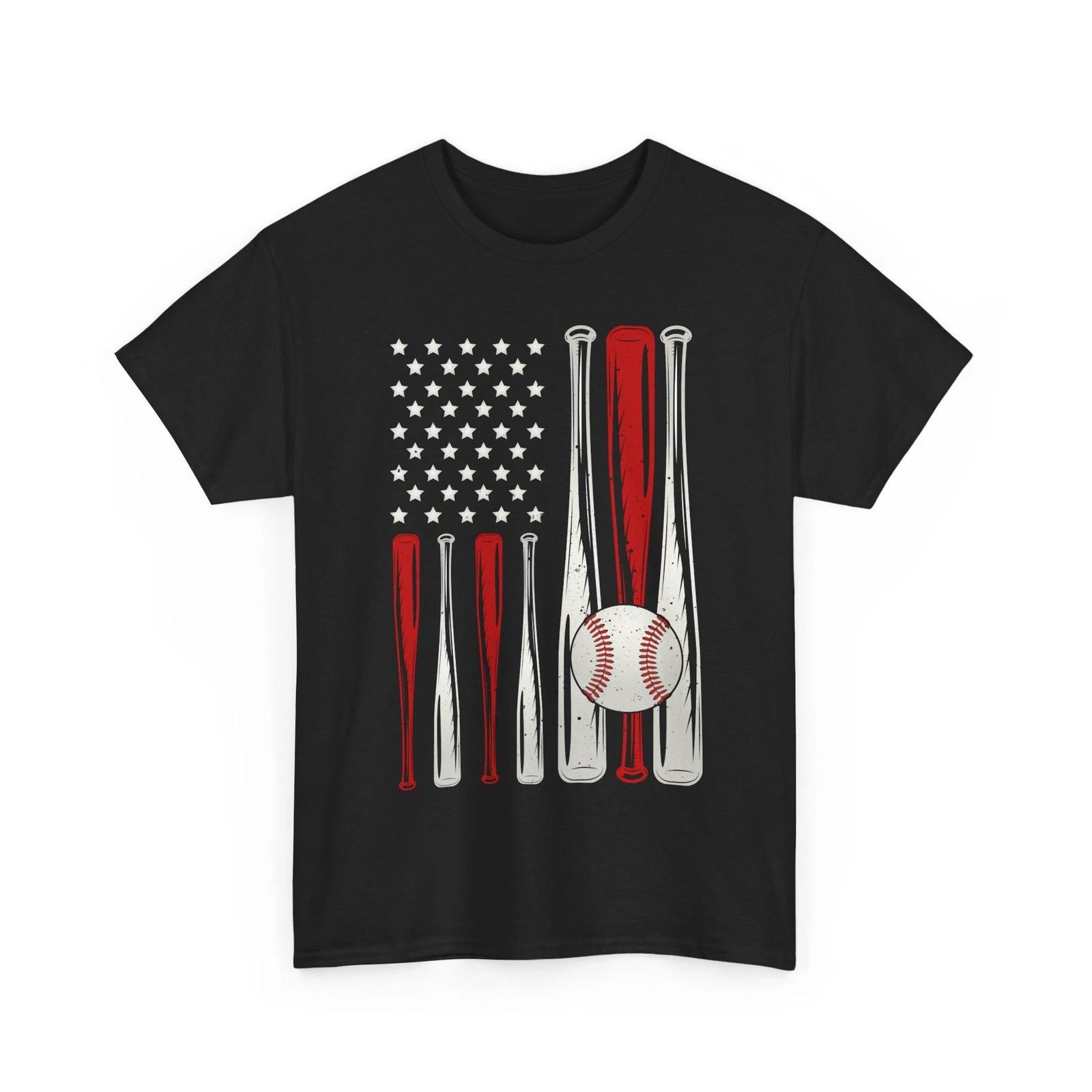 Baseball American Flag Shirt, Baseball Bats Sports Lovers Women Men Shirt 4XL