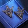 Vintage Fashion Triangle Shirt Collar Pin for Men Women Metal Hollowed Out Crown Collar Brooch Corner Emblem Jewelry Accessories