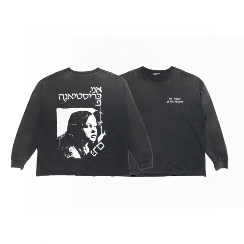 Unisex Oversized Hoodie With Distressed Washed Print Streetwear Cotton Sweatshirt Fall