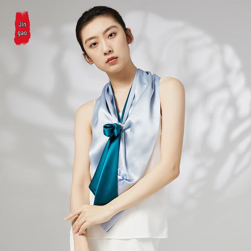 Zhi Jin Lou Handmade Su Embroidery Double-Layer Silk Scarf