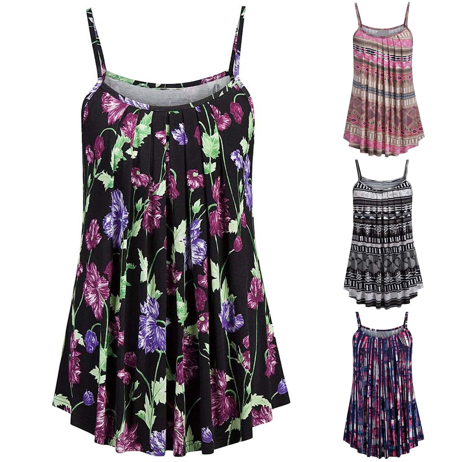 

Женская мода, повседневный пляжный летний свободный топ на подтяжках с круглым вырезом и принтом