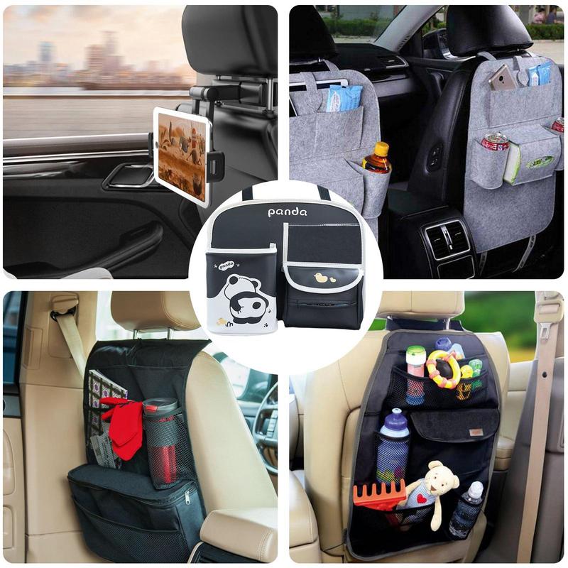 Car Seat Storage Bag Panda Pattern PU Leather Back Of Seat Car Bag Back Of Seat Car Organizer Back Seat Organizers And Storage