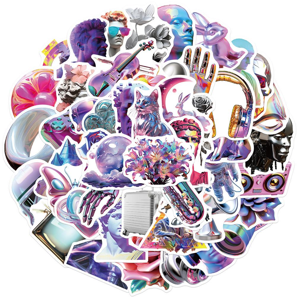 50 3D Acid Steam Wave Graffiti Stickers Personalized Decoration Guitar Laptop Suitcase DIY Waterproof