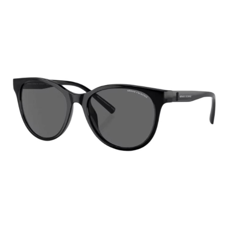 Emporio Armani Letter Design Round Sunglasses Unisex sunglasses Glossy-Black 0AX4144SU-815887-54 54,Gloss Black