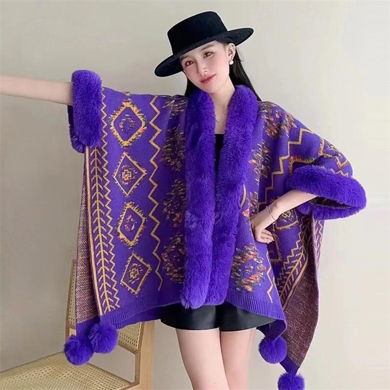 Women's Ethnic Style Knitted Shawl Cardigan for Autumn & Winter Travel