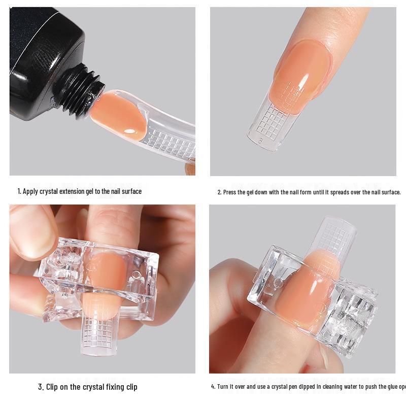 Nail Art Clear Form Shaping Clips: Pressure-Free Extension Gel Tools