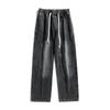 Spring and Autumn New American Retro Washed Jeans Men's Loose Straight-Piece Elastic Waist Wide Legs