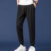 Mid-rise Elastic Waistband Casual Pants Drawstring Pockets Mesh Men Ice Silk Thin Jogging Sweatpants Streetwear