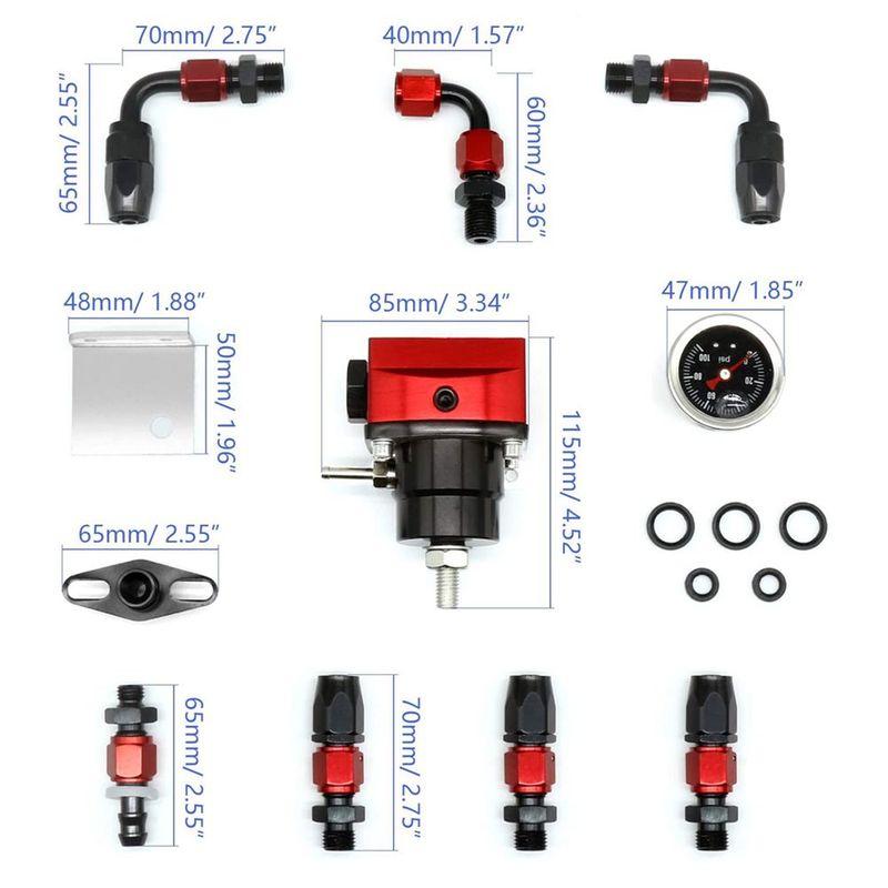 Universal Adjustable Fuel Pressure Regulator For 7MGTE MKIII with Oil 100psi Gauge FPR AN6 Oil Hose Fitting EFI FPR-1005