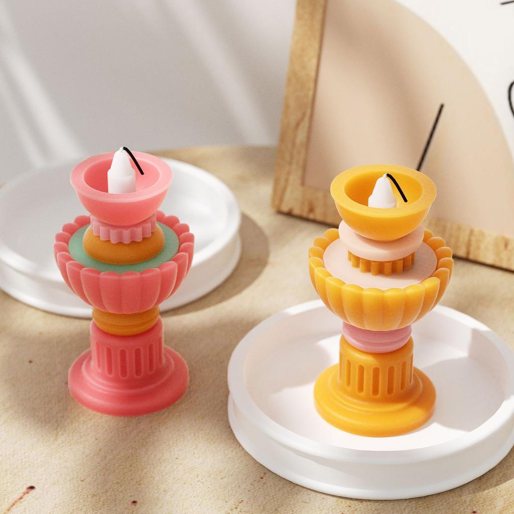 Silicone Candle Molds Crafting Molds Unique Candlestick Moulds Silicone Texture Perfect for Home Decors and Celebration