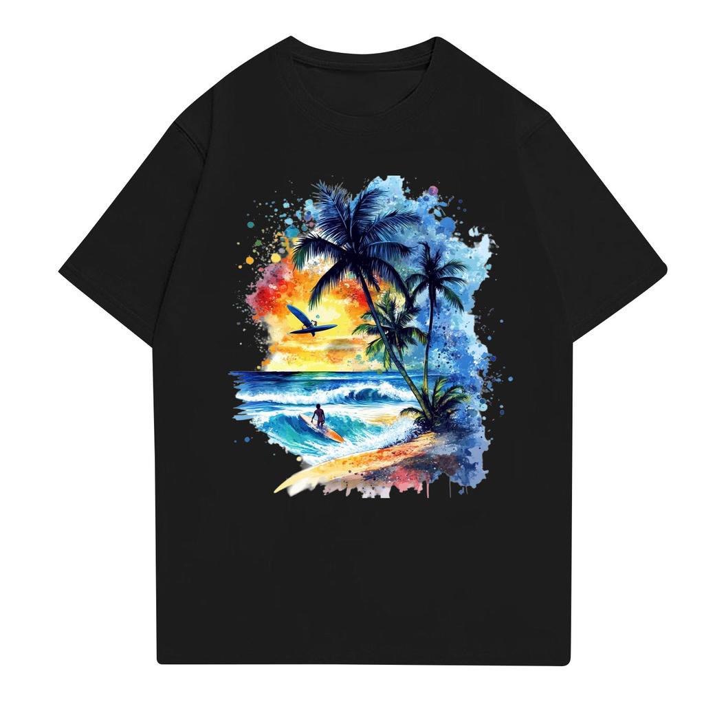 Women's Round Neck Casual Printed Short-sleeved T-shirt Top