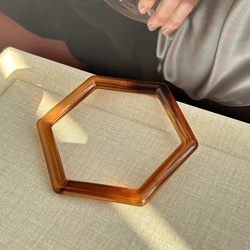 Color Smudged Hexagonal Acrylic Bracelet Retro Simple And Versatile Bracelet Style Jewelry