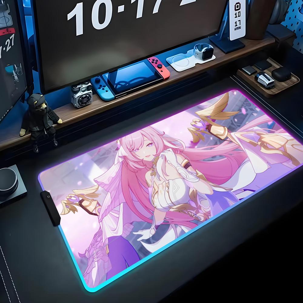 elysia Mouse Pad RGB Gaming Mousepad Big LED Pad PC Desk Mat Luminous Mouse Pad Large Keyboard Mats Table Rug With Backlit