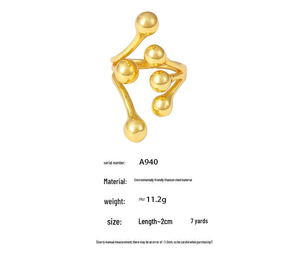 18K Gold-Plated Creative Titanium Steel Ring with Spherical Design