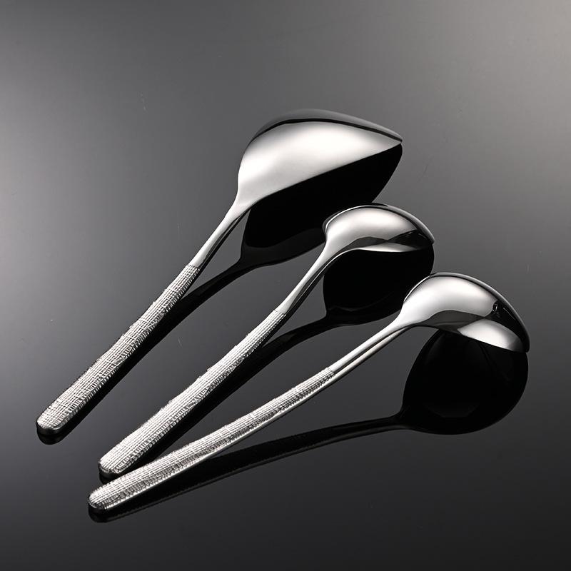 304 stainless steel crack spoon long handle distribution spoon shovel household round head spoon drinking spoon drilling pattern