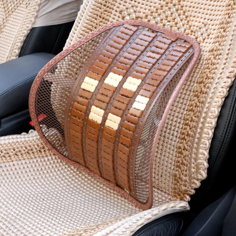 Breathable Bamboos Mesh Lumbar Backrest Cushion for Office Chairs and Vehicle Seat Prolonged Sitting Comfortable Driving