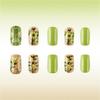 24 Pcs Glossy Full Cover False Nail Mediuim Square Press On Nail Flowers Stick On Nail Green Acrylic Nail