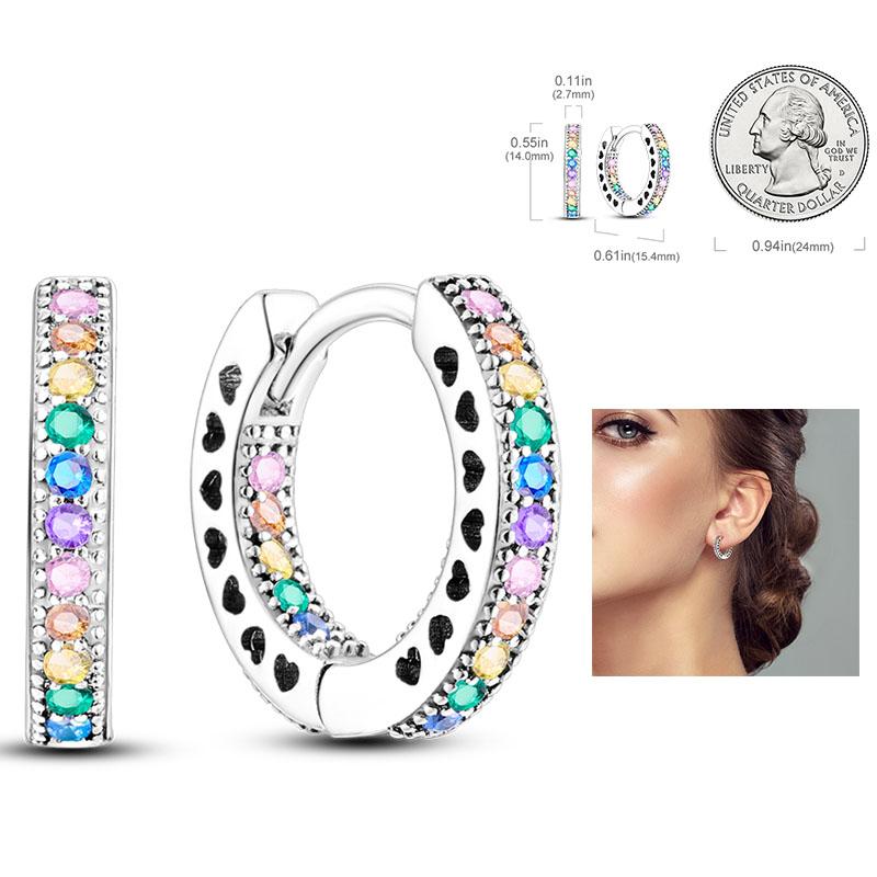 925 Silver Hoop Earrings  For Woman Pendientes Zircon Heart Shape Star Eardrop Original Earring Fashion Jewelry