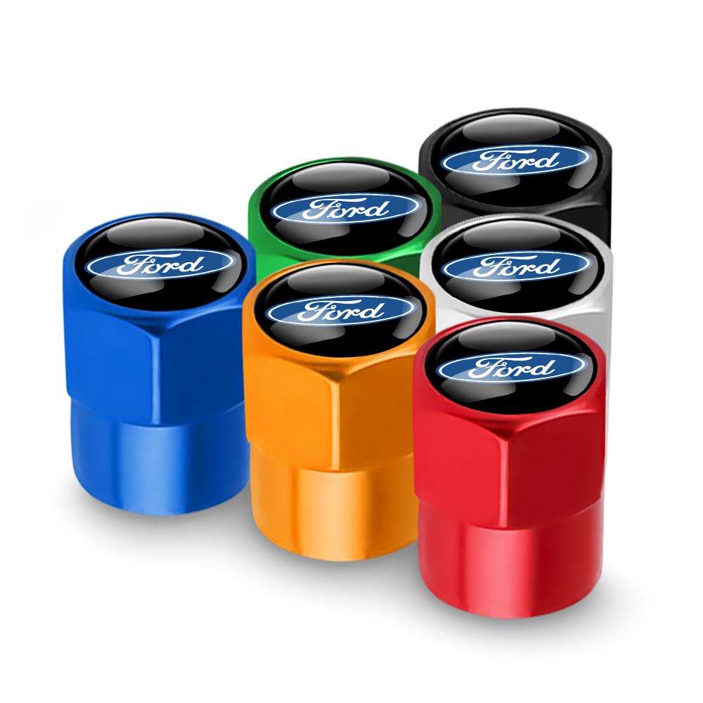 4Pcs Car Tire Valve Covers Dust Emblem Caps Accessories For Ford Fiesta Focus 2 Mondeo ST Mk4 Mustang Ranger Kuga S-MAX Transit AQ5