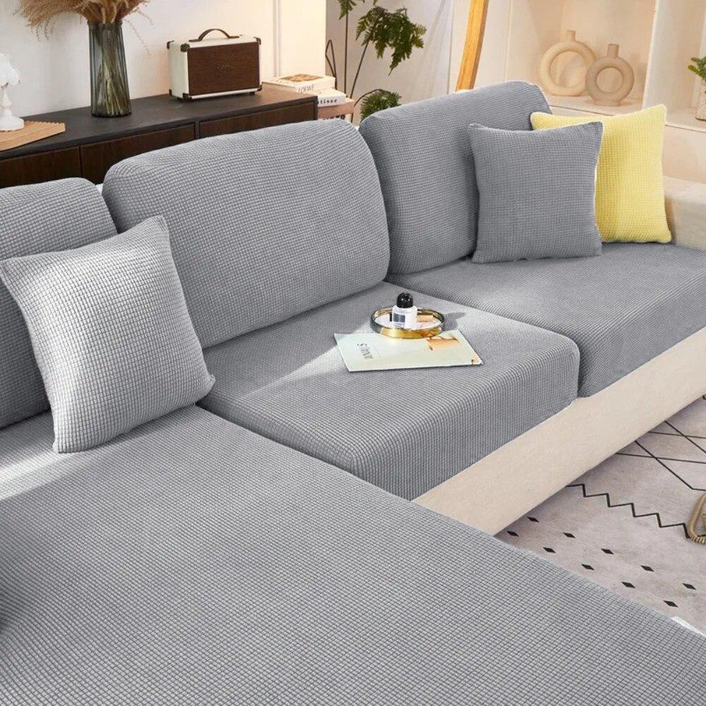 Polar Fleece Sofa Cover Jacquard Stretch Sofa Cushion Seat Cover Spandex L-shaped Corner Seaction Cover Living Room Anti-dust