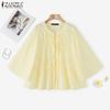 ZANZEA Blusa casual da donna a maniche 3/4 con scollo rotondo