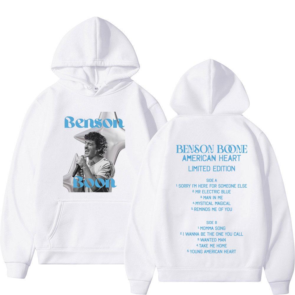 Benson Boone American Heart Album 2025 Print Hoodie Men Women Fashion Pullover Autumn and Winter Hip-hop Casual Thick Sportswear