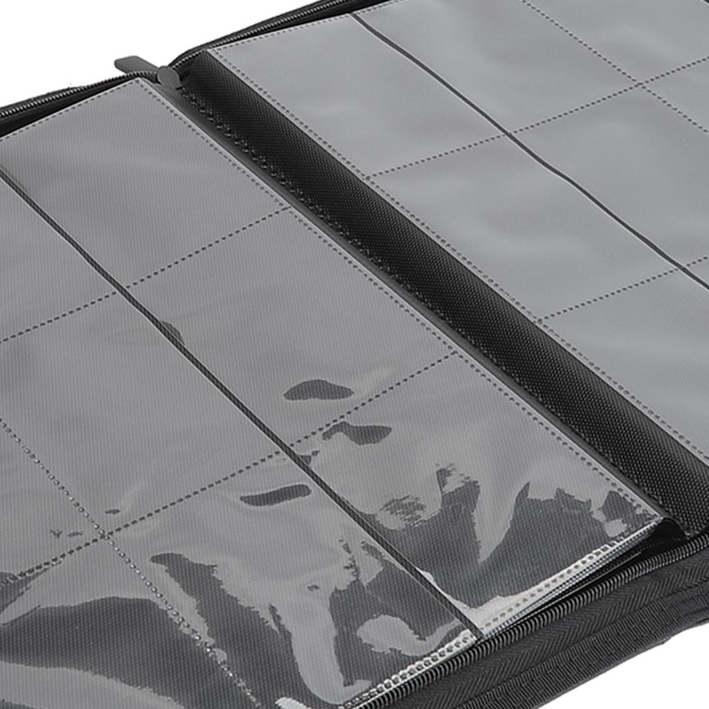 Zip Trading Card Album PU and PP Transparent 480 Cards Black Waterproof Trading Album Display Holder for Gaming Cards