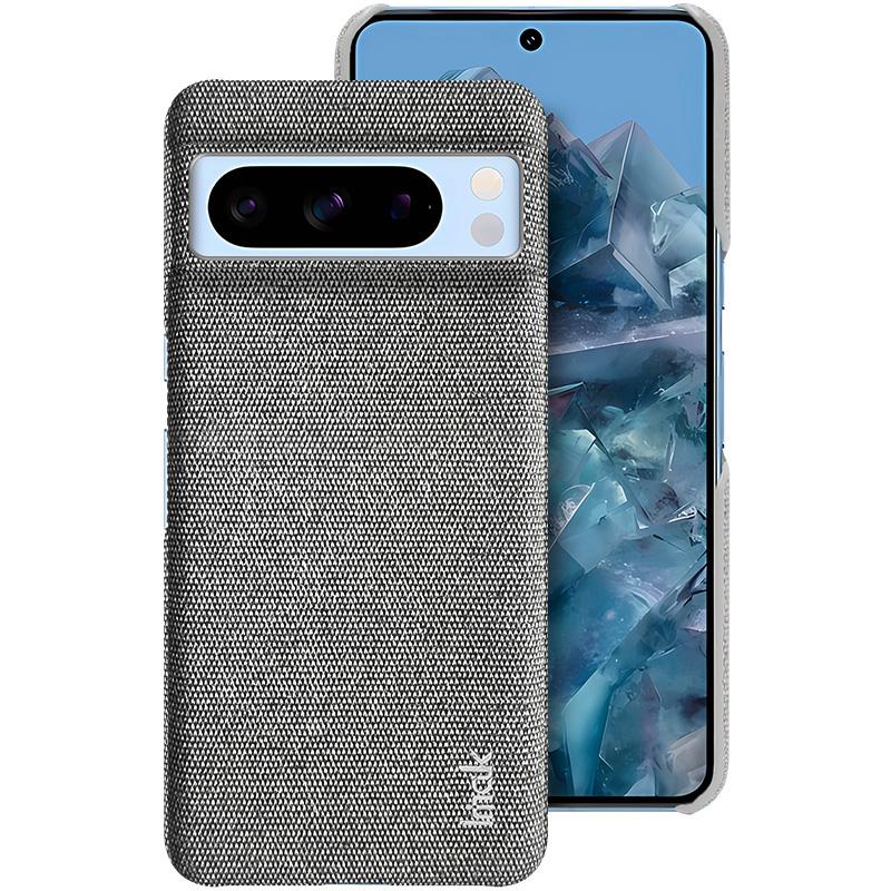 

IMAK Ruiyi Series for Google Pixel 8 Pro Case Anti-scratch Cloth Texture PU Leather+PC Phone Cover Light Grey