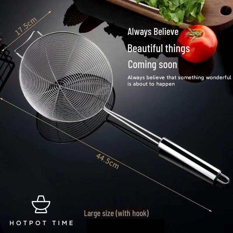 Stainless Steel Kitchen Drain and Frying Spoon - Large Noodle Filter Screen