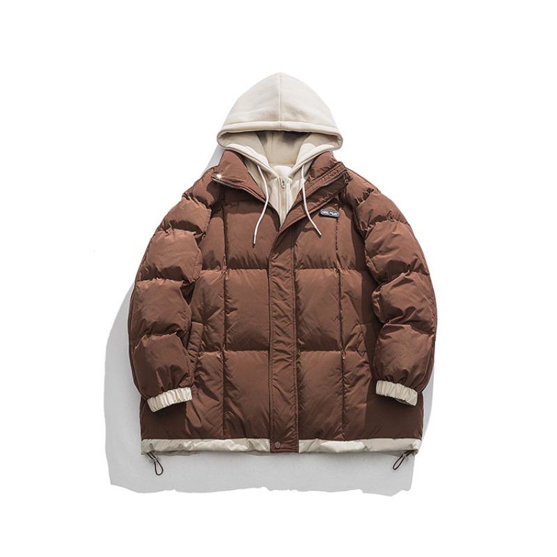 Padded jacket men's autumn and winter piled thickened trendy brand youth padded jacket high school students fake two padded jacket