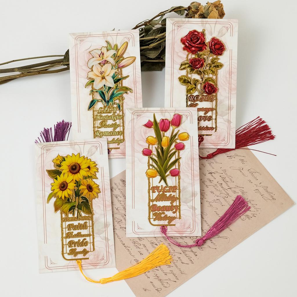 Exquisite And Beautiful Flower Metal Bookmarks, Essential Bookmarks For Students To Read