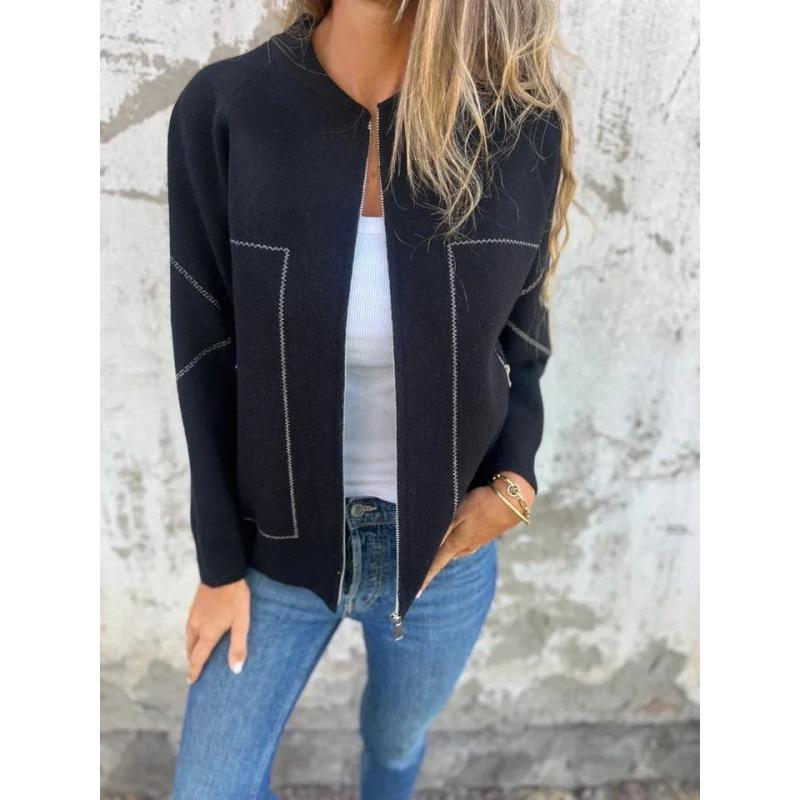 2024 Autumn/Winter Casual Solid Color Zipper Jacket