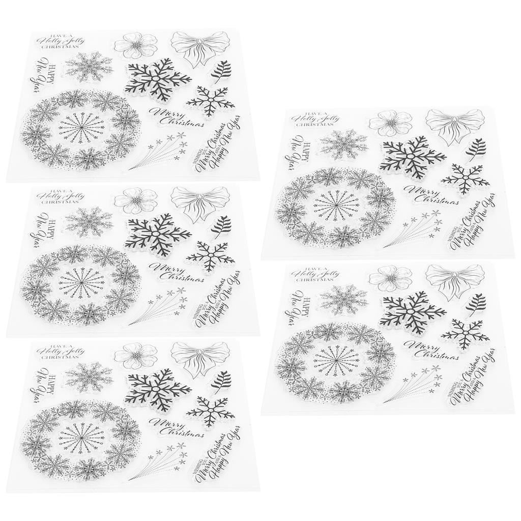 5 Stück Weihnachts-Silikon-Stempel in Schneeflockenform, handgefertigtes Dekorationszubehör