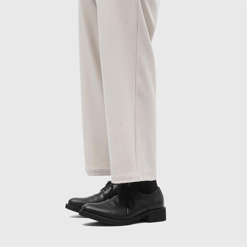 Fashion Men's Square Head Dress Shoes 2025 New Arrival Men's Thick Soled Oxford Male Leather Thick Soled Shoes Men's Derby Casual Shoes