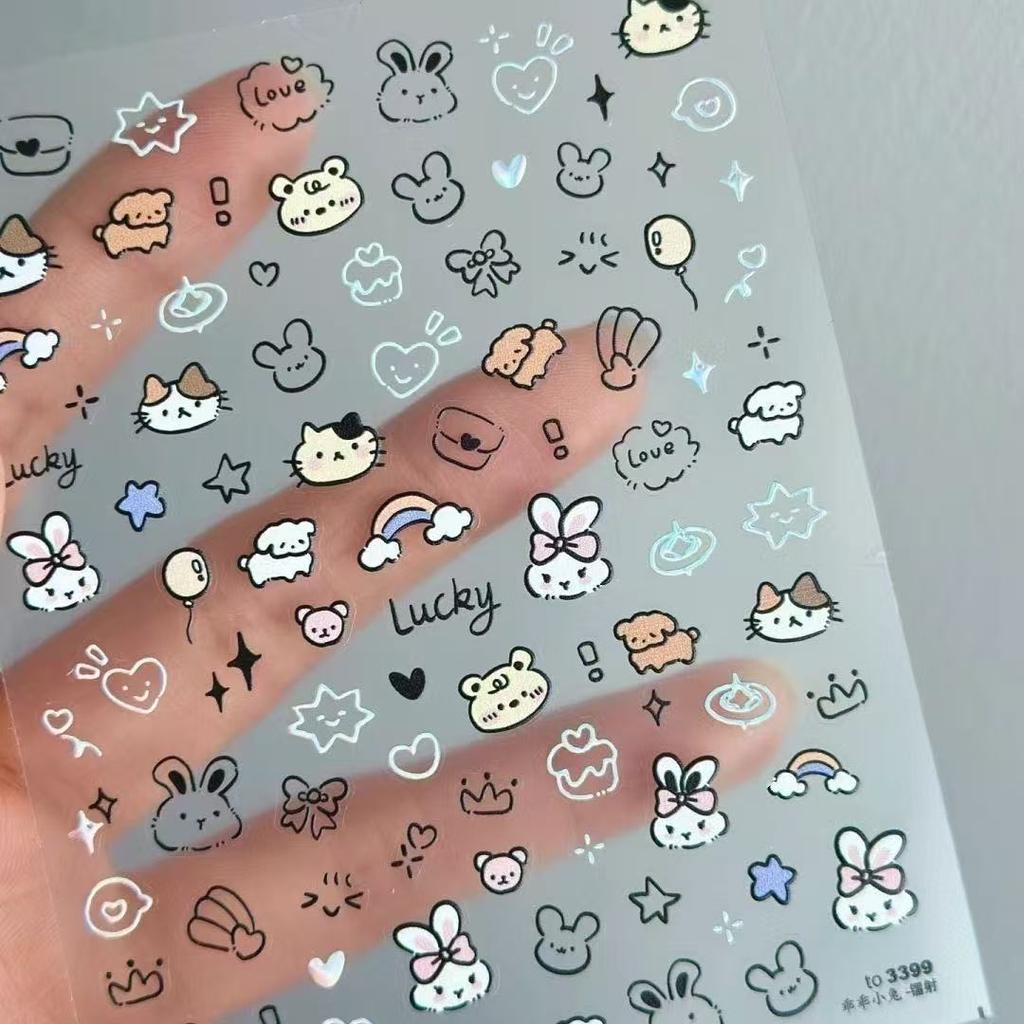 Cute Cartoon High-value Ins Flat Sticker Student Hand Account Desktop Decoration Pen Stick Sticker Set