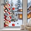 Self Adhesive Kitten Decals Christmas Cat Door Sticker, Cute Santa Hat Kittens Wall Decal, Waterproof PVC Festive Decor Sticker for Bedroom