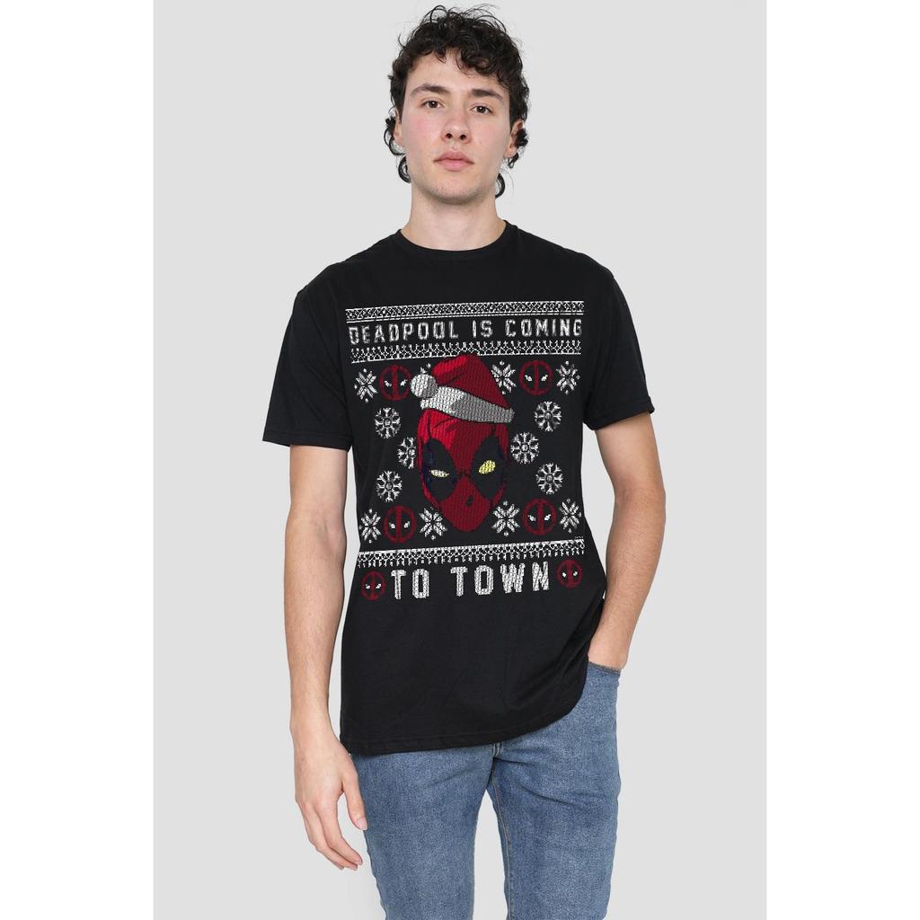 Deadpool Mens Coming To Town T-Shirt