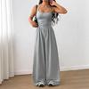 2026 European Spring/Summer Women's Casual Fashion Camisole Jumpsuit Set with Wide Legs