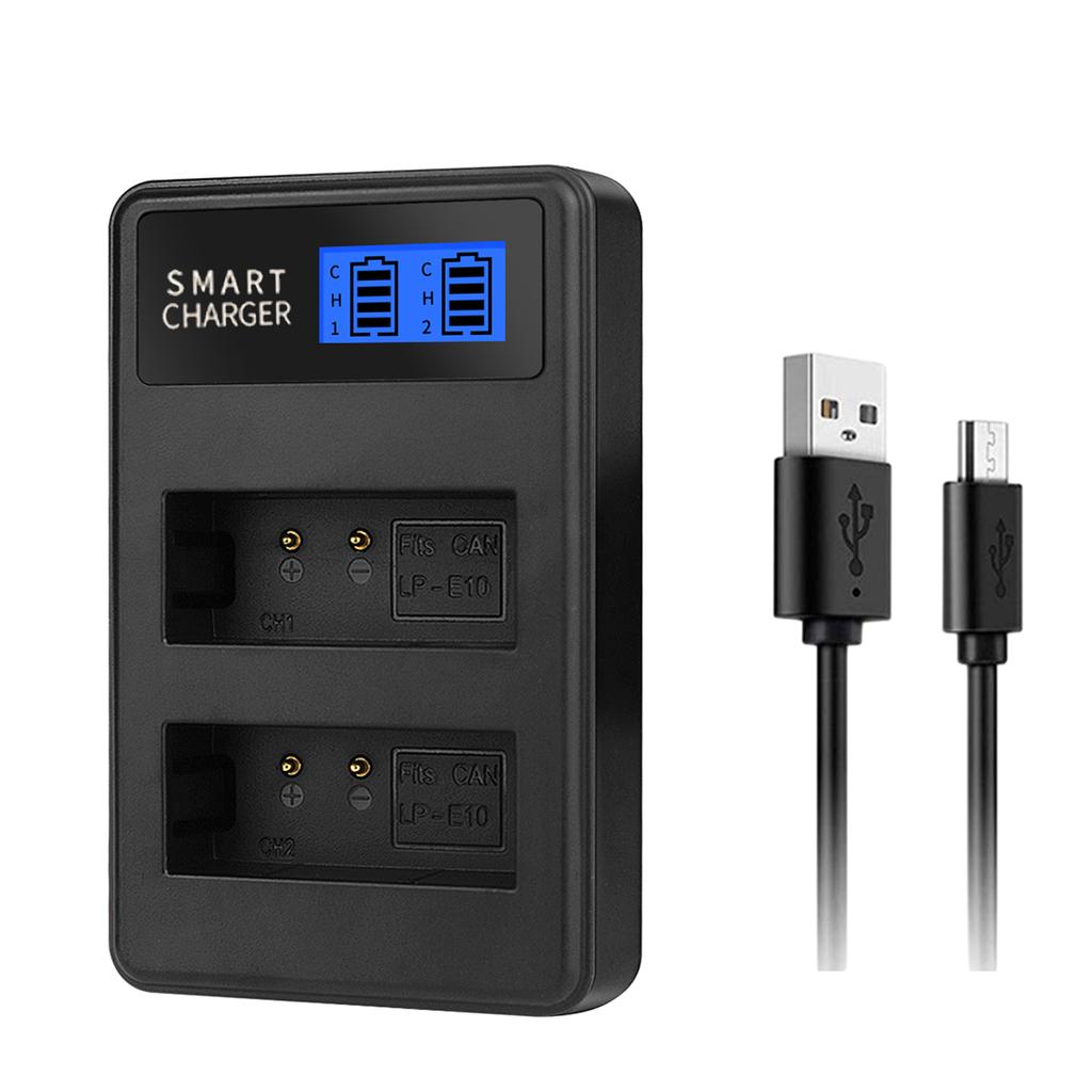 LP-E10 LPE10 LP E10 Dual Channel USB Battery Charger with LCD Screen for EOS 1100D 1200D EOS Rebel T3 EOS Rebel