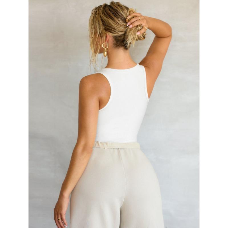 YYFS Γυναικεία μόδα casual καλοκαιρινή άνοιξη μονόχρωμη στάμπα αμάνικα μπλούζες και πουκάμισα με λαιμόκοψη