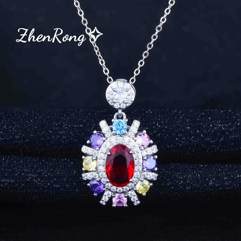 Women Jewelry Set Elegant Necklace Exaggerated Colorful Diamond Earrings Open Ring Pendant Accessories