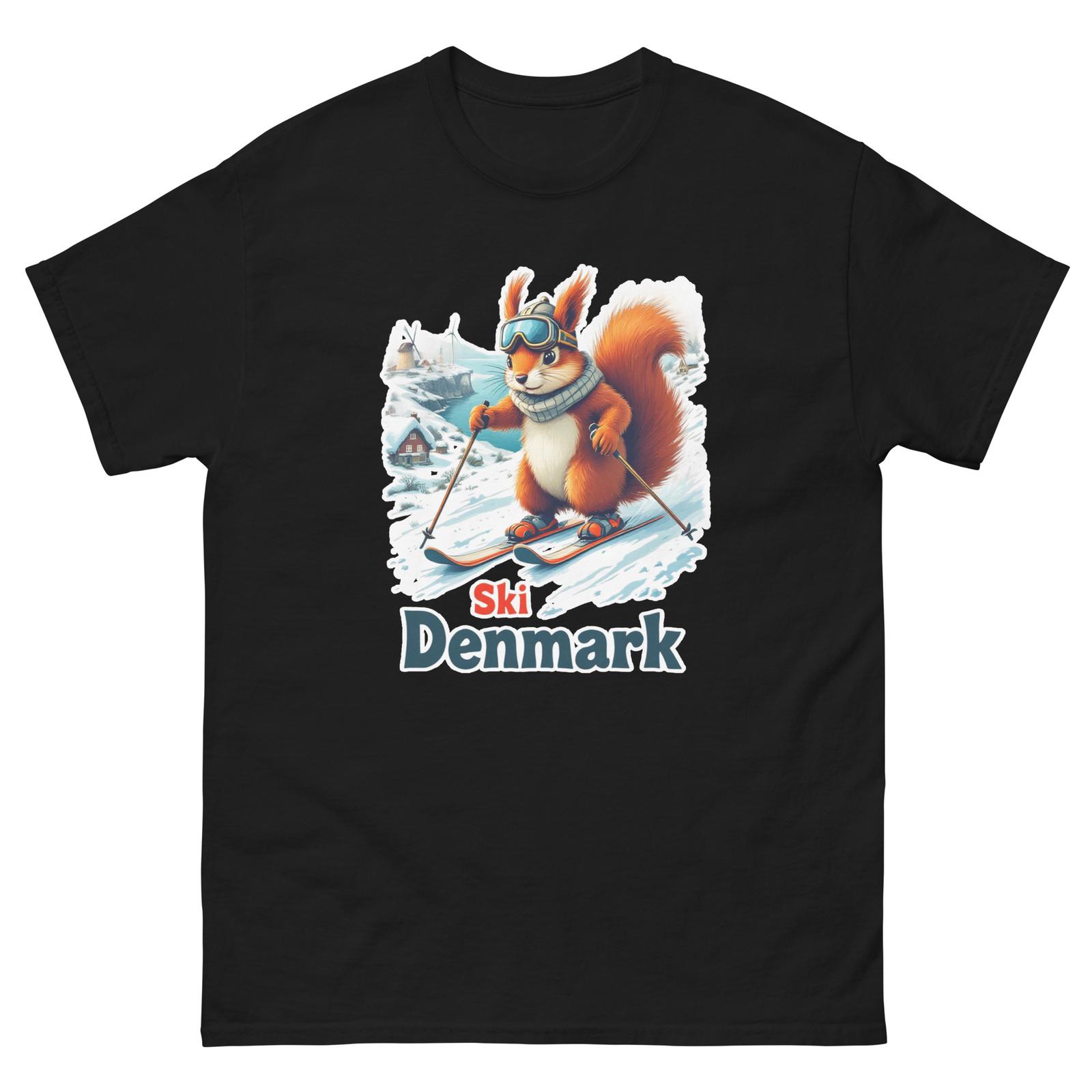 Ski Denmark Squirrel Cute Animal Skiing T-Shirt XXXXL