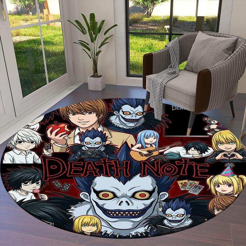 Death Note Round Area Rug Carpet Rug For Living Room Bedroom Sofa Playroom Decor Nonslip Floor Mat