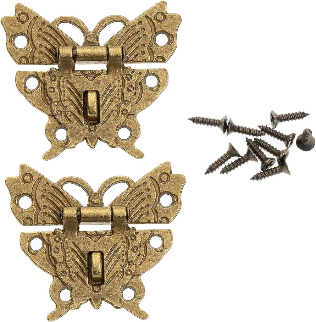 Butterfly Latch Hasp Screws, Small Wooden Jewelry Boxes Suitcase Cabinet Lock Latches, Bronze, Antique Look