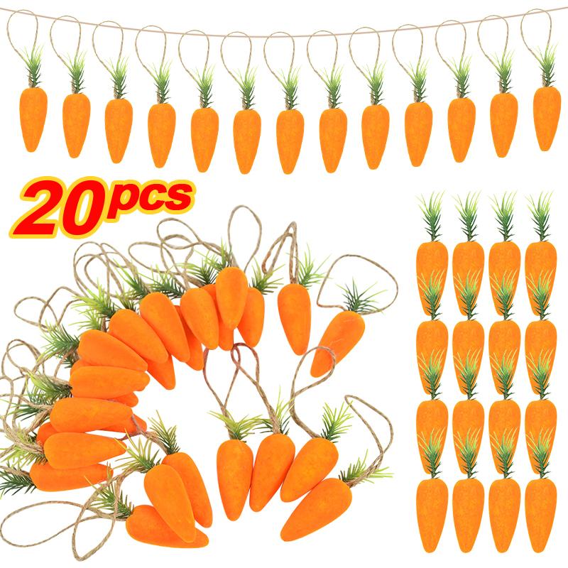 10/20pcs Easter Carrot Hanging Ornament Decoration For Home DIY Foam Carrot Easter Tree Pendants Kids Birthday Party Gift Favors